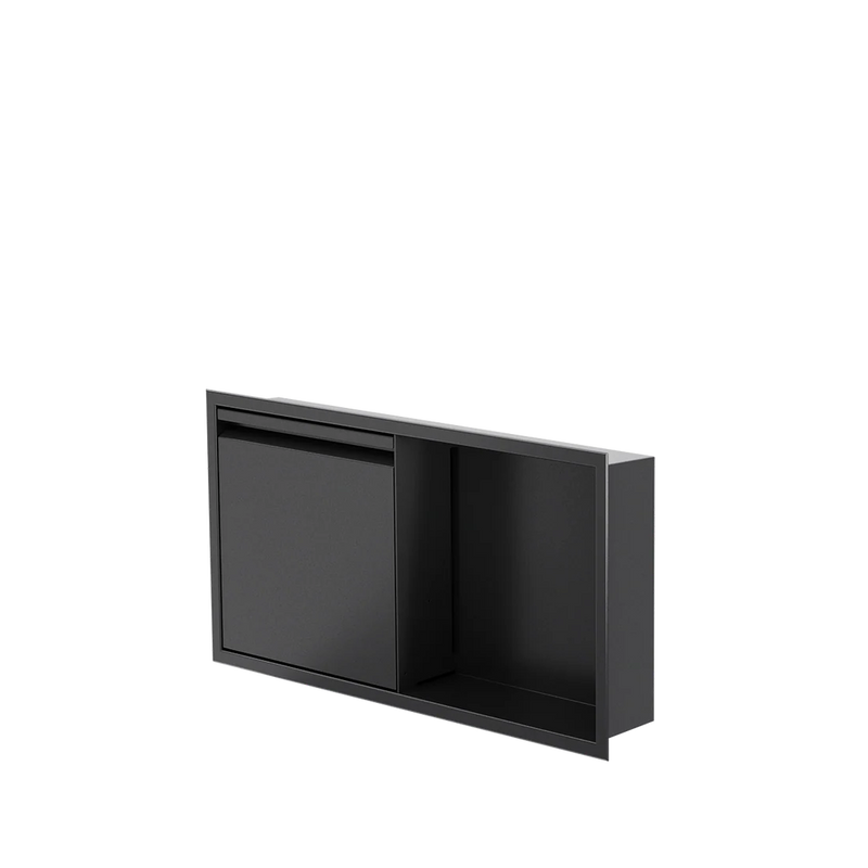 Zvelt Luxury 12" x 24" Horizontal Shower Niche With Removable Door & Hook Matte Black Finish - 12X24-DOOR-B15