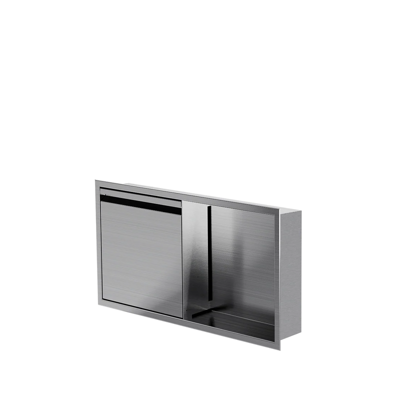 Zvelt Luxury 12" x 24" Horizontal Shower Niche With Removable Door & Hook Brushed Stainless Steel Finish - 12X24-DOOR-BSS
