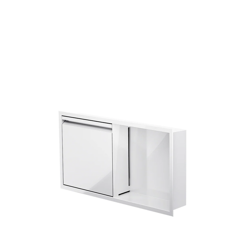 Zvelt Luxury 12" x 24" Horizontal Shower Niche With Removable Door & Hook Gloss White Finish - 12X24-DOOR-W100