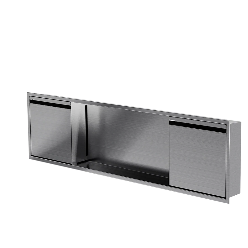 Zvelt Luxury 12" x 48" Shower Niche With Removable Door & Hook Brushed Stainless Steel Finish - 12X48-DOOR-BSS