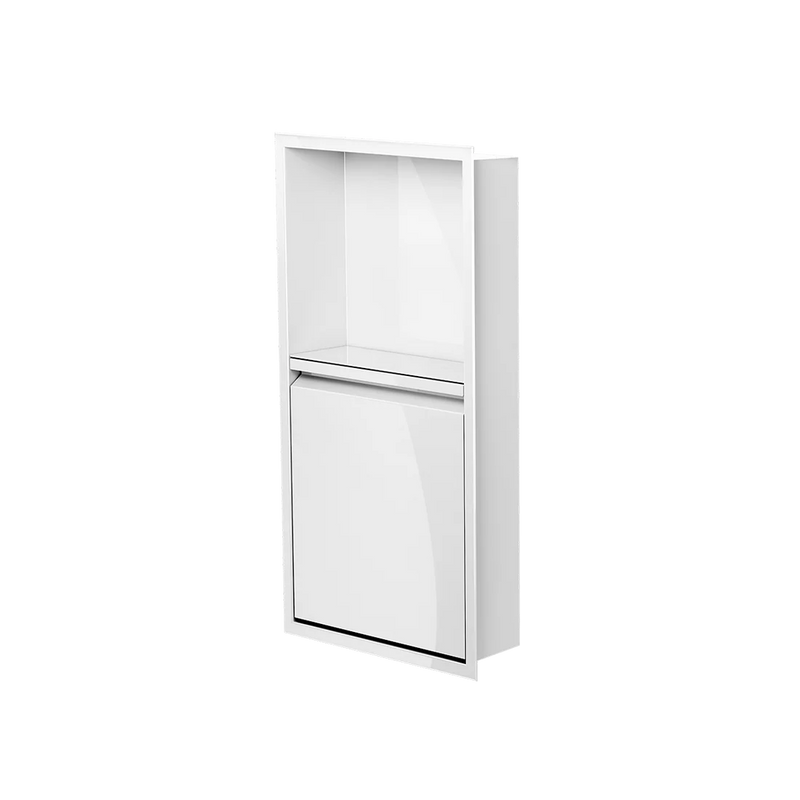 Zvelt Luxury 12" x 24" Vertical Shower Niche With Removable Door & Hook Gloss White Finish - 24X12T-DOOR-W100