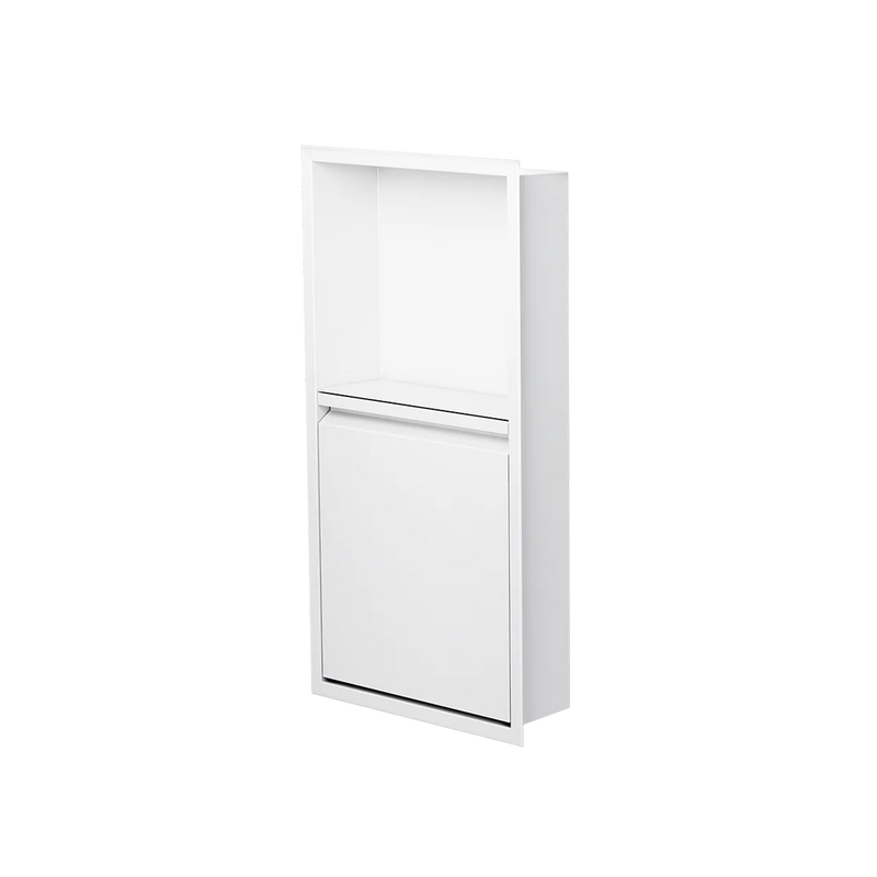 Zvelt Luxury 12" x 24" Vertical Shower Niche With Removable Door & Hook Matte White Finish - 24X12T-DOOR-W15