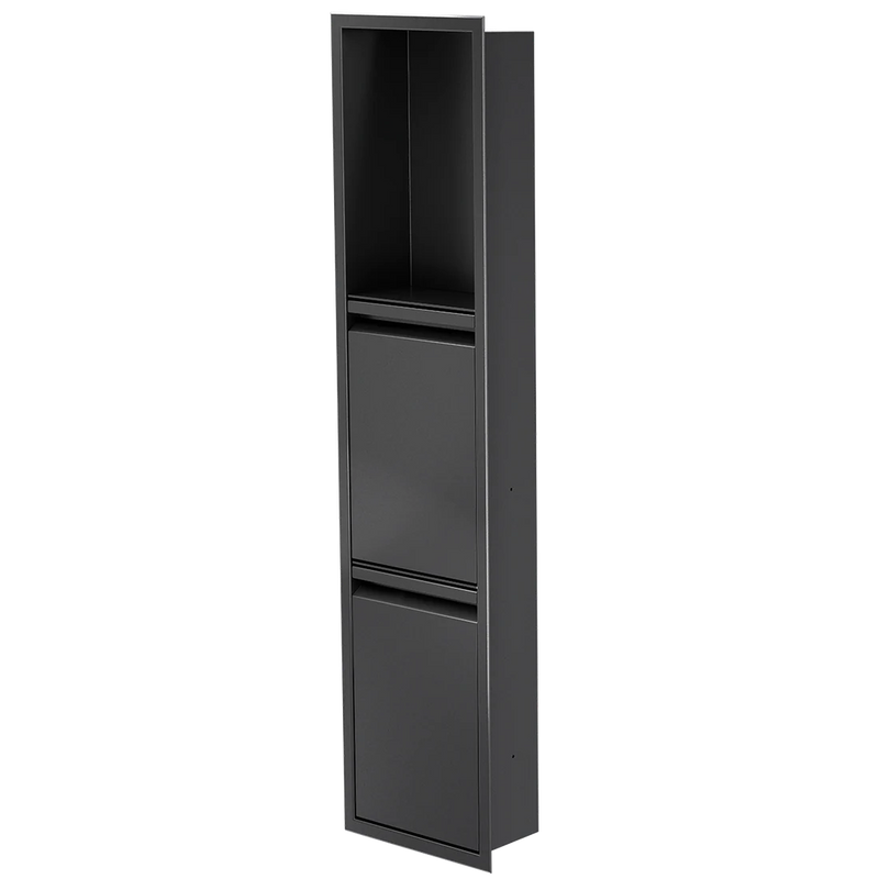 Zvelt Luxury 8" x 36" Shower Niche With Removable Door & Hook Matte Black Finish - 36X8T-DOOR-B15