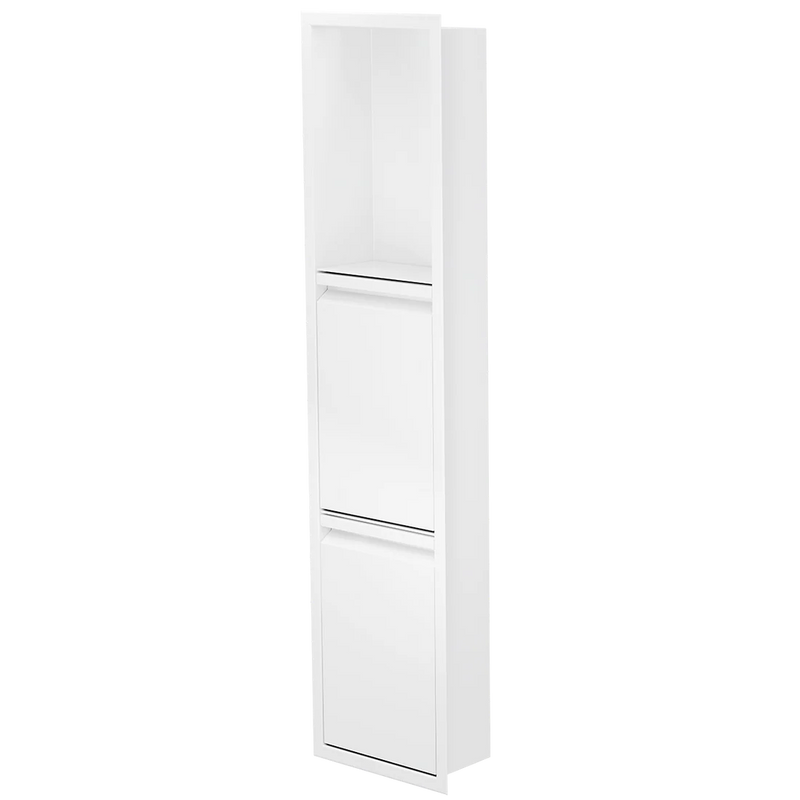 Zvelt Luxury 8" x 36" Shower Niche With Removable Door & Hook Matte White Finish - 36X8T-DOOR-W15