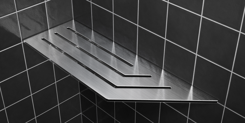 Zvelt 4" X 12" Corner Shelf for Tiled Showers Stainless Steel Finish - TC-A12-BSS