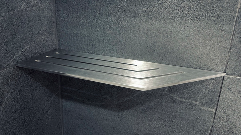 Zvelt 4" X 12" Corner Shelf for Tiled Showers Black Stainless PVD On Stainless Steel Finish - TC-A12-BPVD