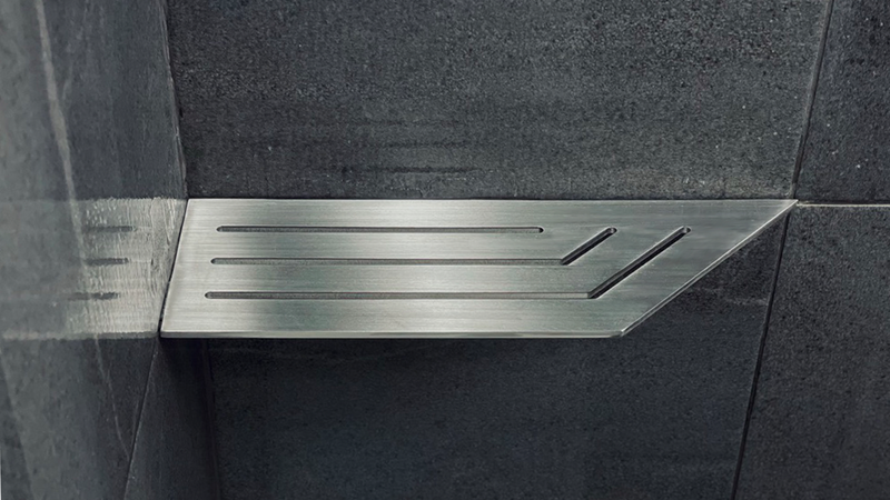 Zvelt 4" X 12" Corner Shelf for Tiled Showers Black Stainless PVD On Stainless Steel Finish - TC-A12-BPVD
