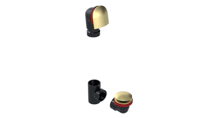 Bathtub Drain 1-1/2" ABS Offset Waste and Overflow Drain with Clicker Closure - Full Kit, Brushed Gold – 6040QK-BG