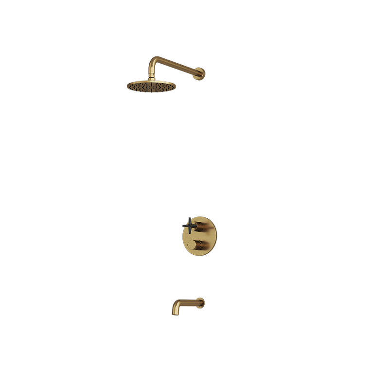 Rubi Lexa Shower & Tub System Thermostatic Brushed Gold / Matte Black – RLX2A01-23N-ORBK
