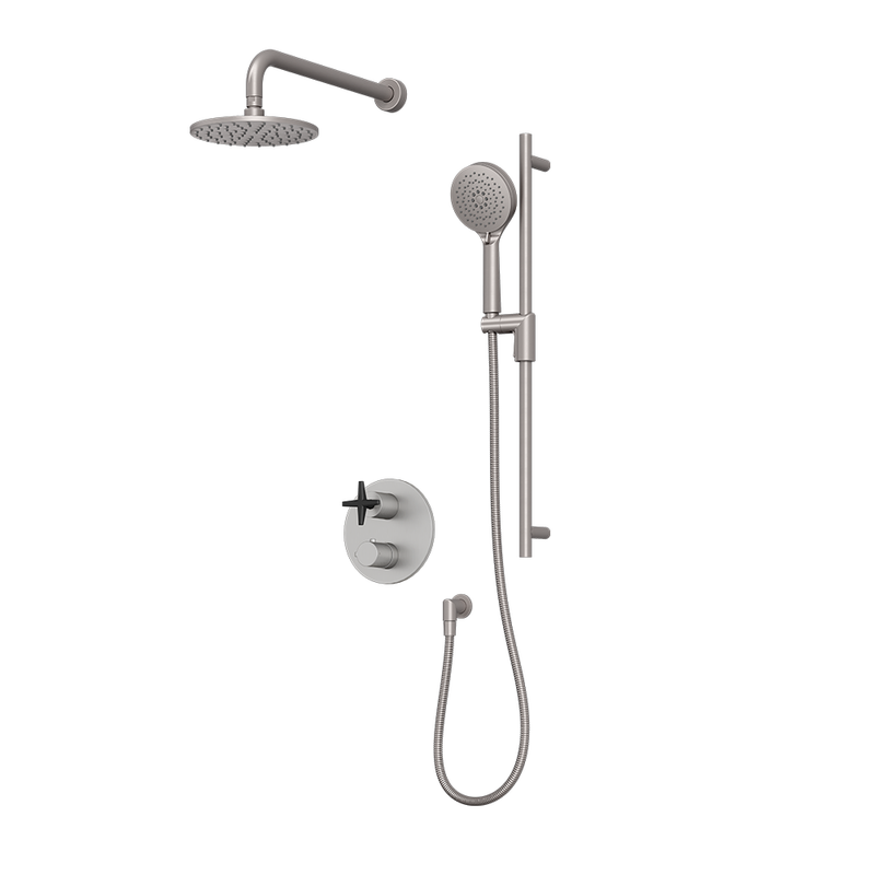 Rubi Lexa Two Function Thermostatic Shower System Stainless Steel / Matte Black – RLX2A20-23N-IXBK
