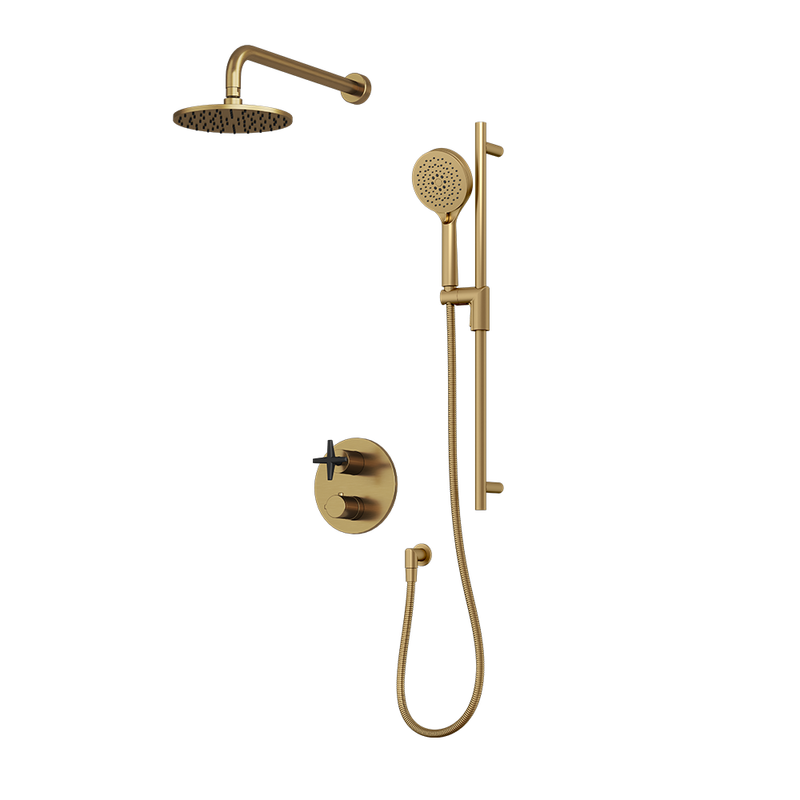 Rubi Lexa Two Function Thermostatic Shower System Brushed Gold / Matte Black – RLX2A20-33N-ORBK