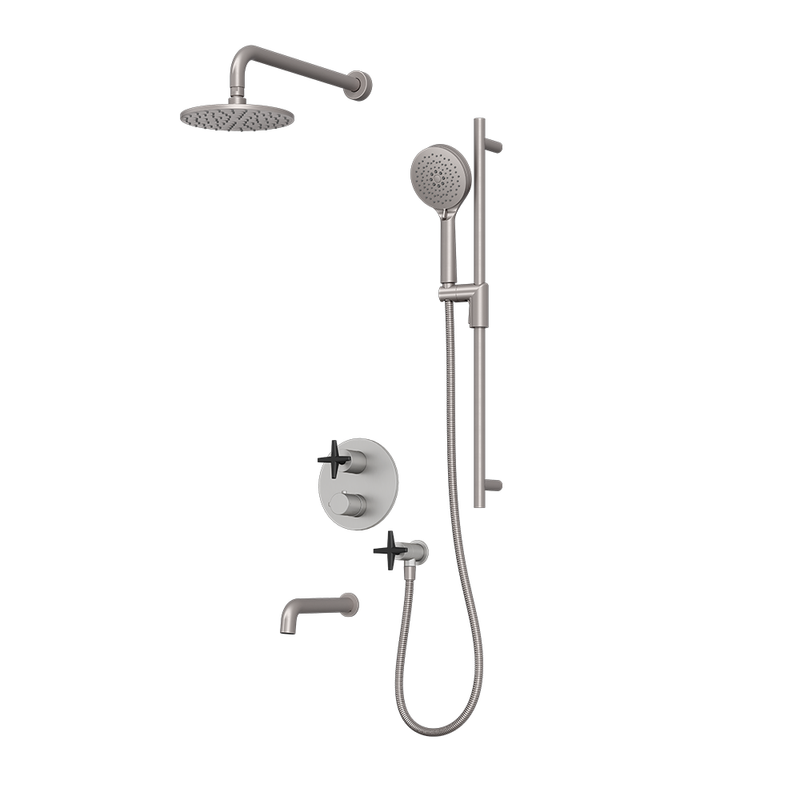 Rubi Lexa Shower & Tub System Thermostatic Stainless Steel / Matte Black – RLX2A21-33N-IXBK