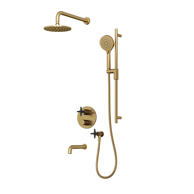 Rubi Lexa Shower & Tub System Thermostatic Brushed Gold / Matte Black – RLX2A21-33N-ORBK