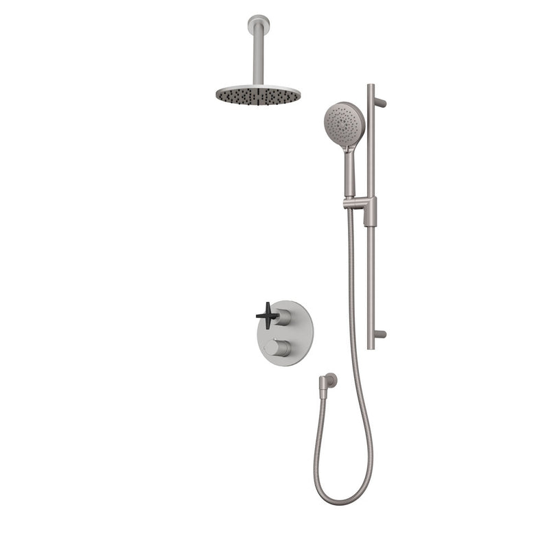 Rubi Lexa Two Function Thermostatic Shower System Stainless Steel / Matte Black – RLX2A20-11N-IXBK