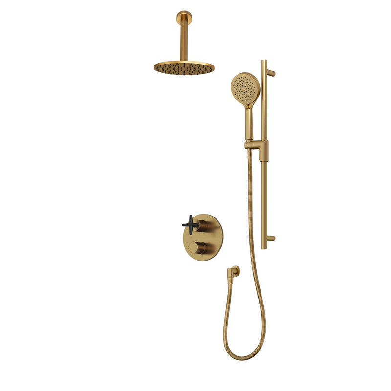 Rubi Lexa Two Function Thermostatic Shower System Brushed Gold / Matte Black – RLX2A20-21N-ORBK
