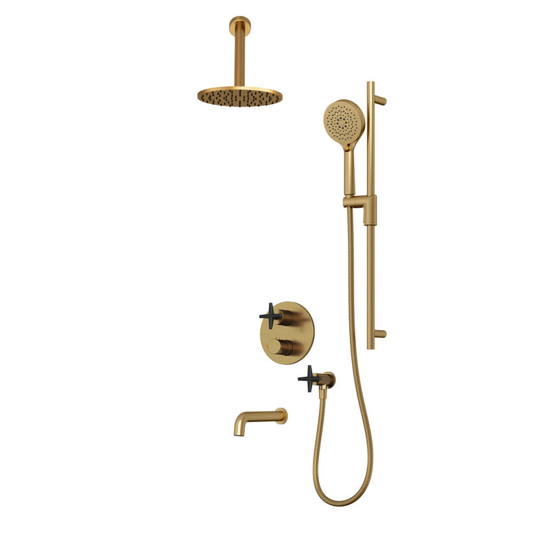 Rubi Lexa Shower & Tub System Thermostatic Brushed Gold / Matte Black – RLX2A21-21N-ORBK
