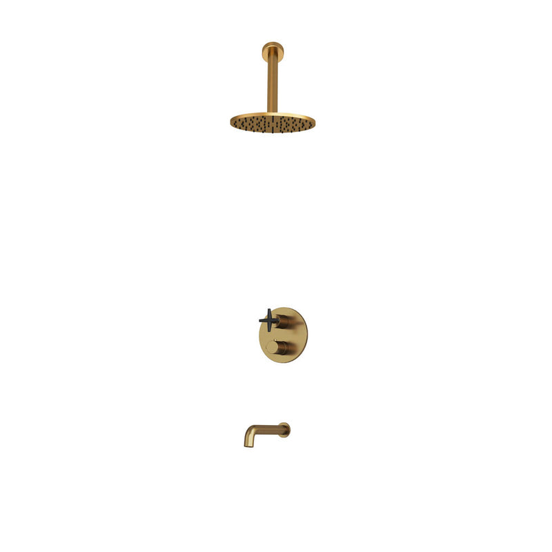 Rubi Lexa Shower & Tub System Thermostatic Brushed Gold / Matte Black – RLX2A01-11N-ORBK
