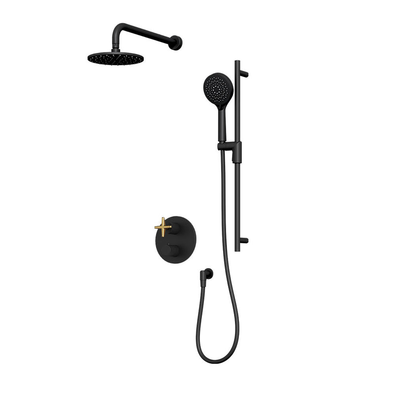 Rubi Lexa Two Function Thermostatic Shower System Matte Black / Brushed Gold – RLX2A20-33N-BKOR