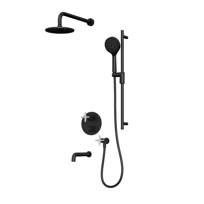 Rubi Lexa Shower & Tub System Thermostatic Matte Black / Stainless Steel – RLX2A21-23N-BKIX