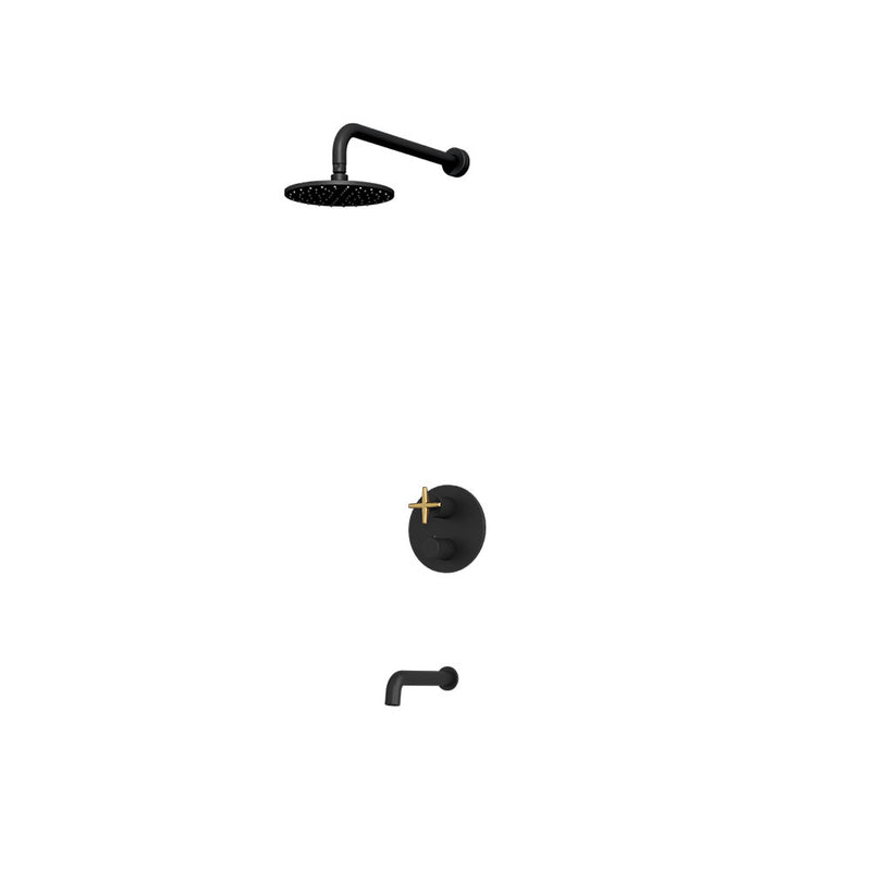 Rubi Lexa Shower & Tub System Thermostatic Matte Black / Brushed Gold – RLX2A01-33N-BKOR