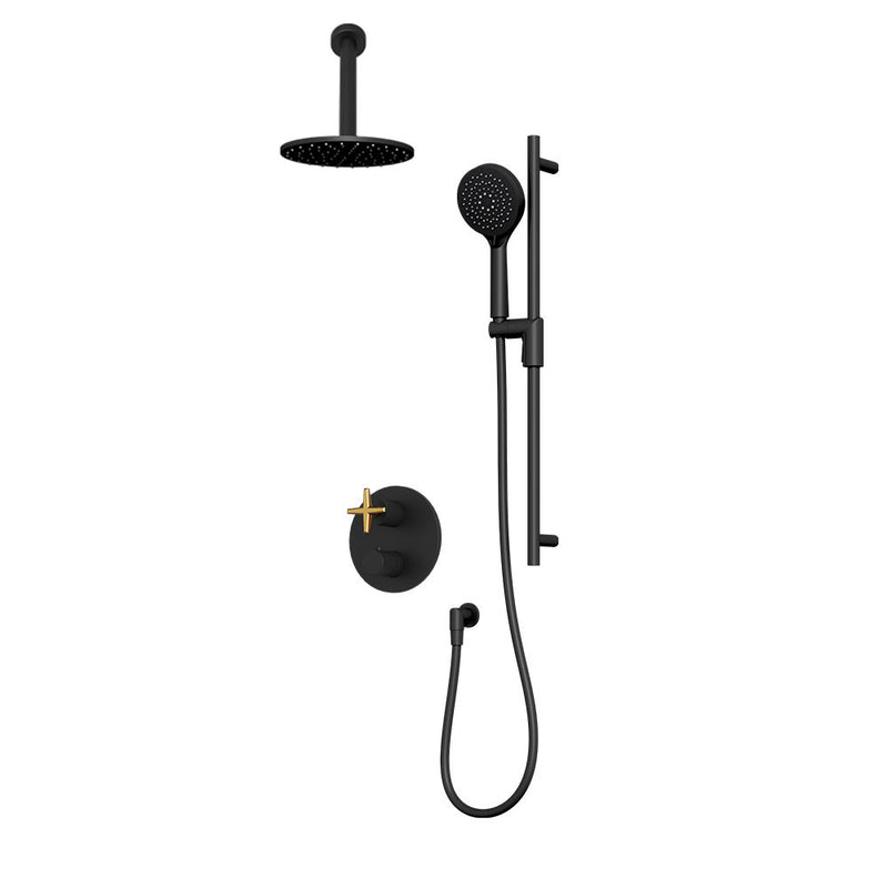 Rubi Lexa Two Function Thermostatic Shower System Matte Black / Brushed Gold – RLX2A20-22N-BKOR