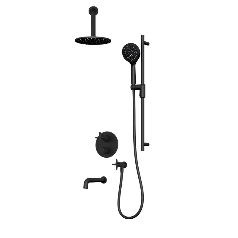 Rubi Lexa Shower & Tub System Thermostatic Matte Black – RLX2A21-11N-BK