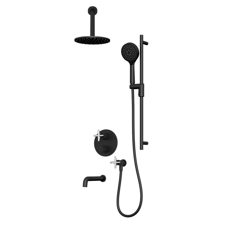 Rubi Lexa Shower & Tub System Thermostatic Matte Black / Chrome – RLX2A21-21N-BKCC