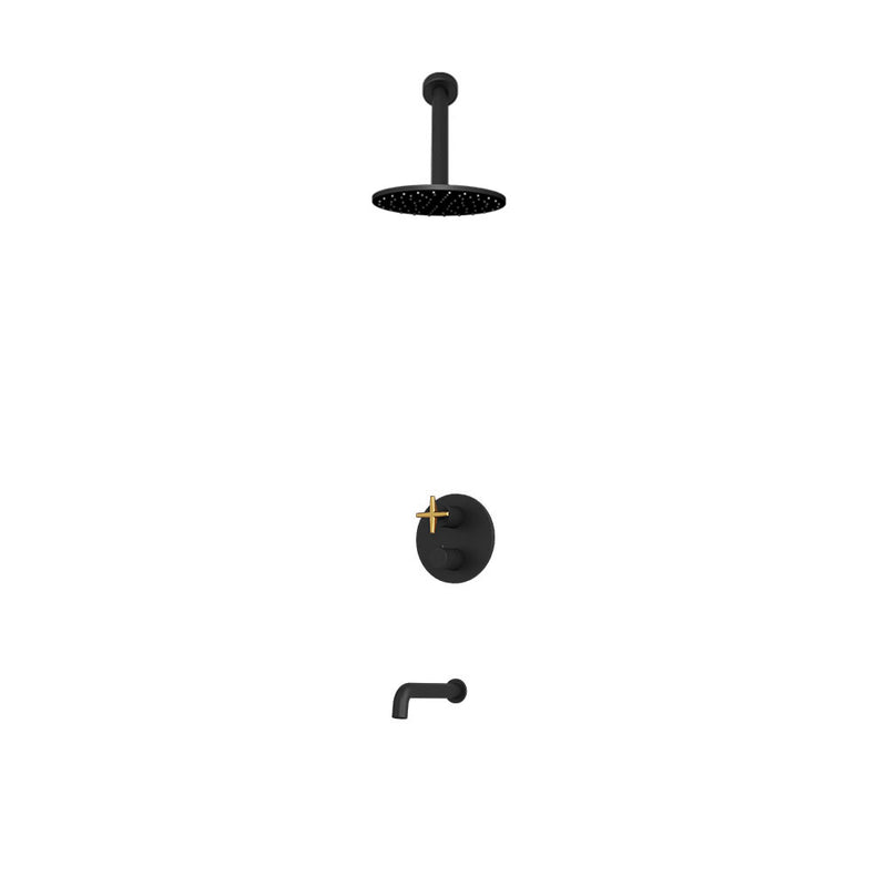 Rubi Lexa Shower & Tub System Thermostatic Matte Black / Brushed Gold – RLX2A01-31N-BKOR