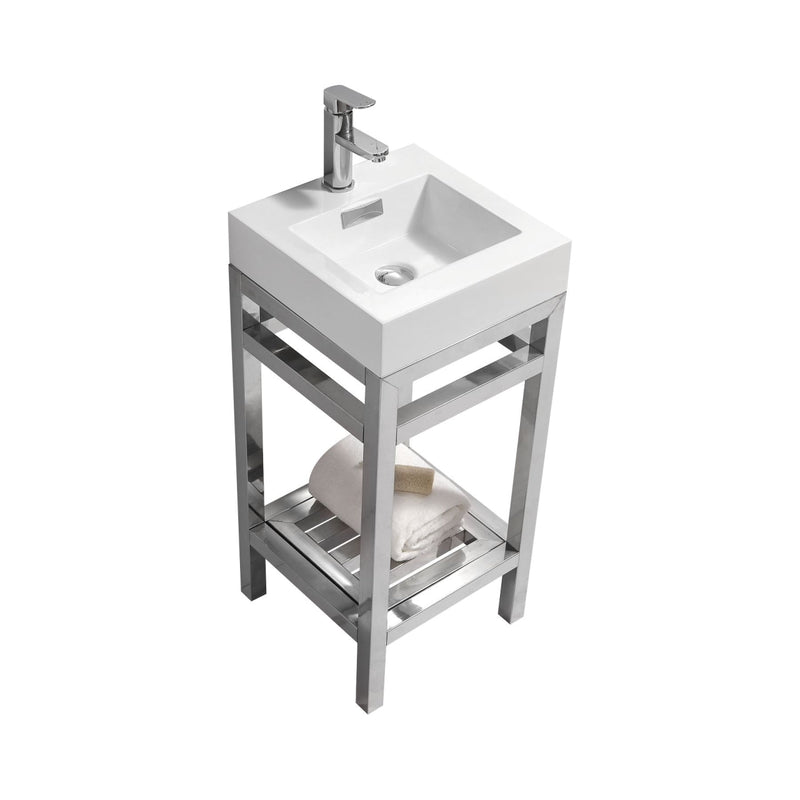 Kube Bath Cisco 16" Stainless Steel Console with Acrylic Sink Chrome - AC16