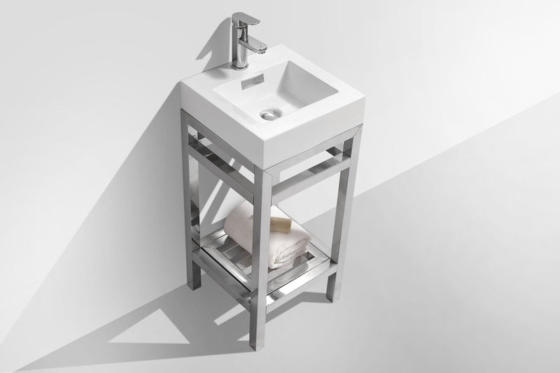 Kube Bath Cisco 16" Stainless Steel Console with Acrylic Sink Chrome - AC16
