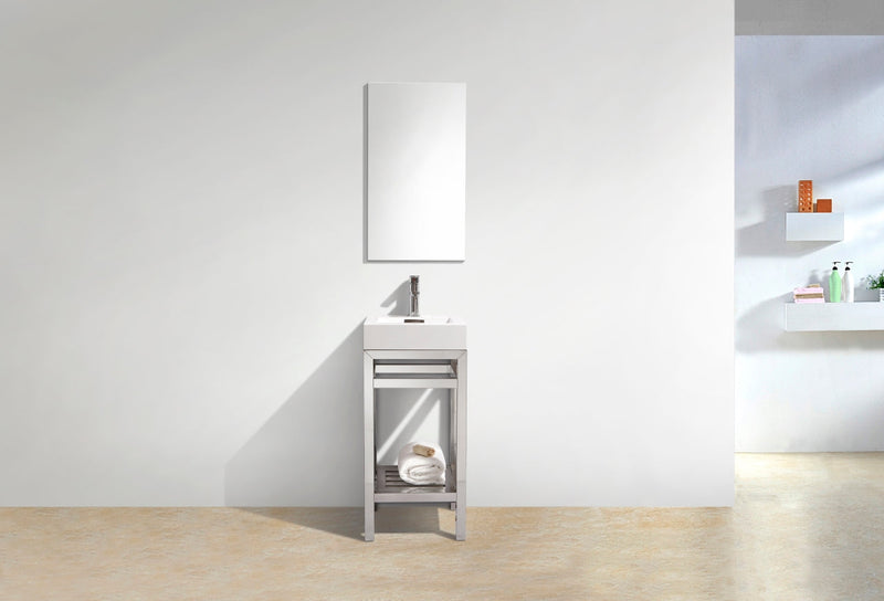 Kube Bath Cisco 16" Stainless Steel Console with Acrylic Sink Chrome - AC16