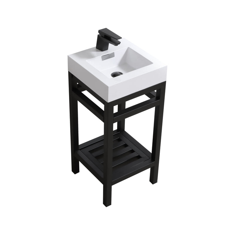 Kube Bath Cisco 16" Stainless Steel Console with Acrylic Sink Matte Black - AC16-BK