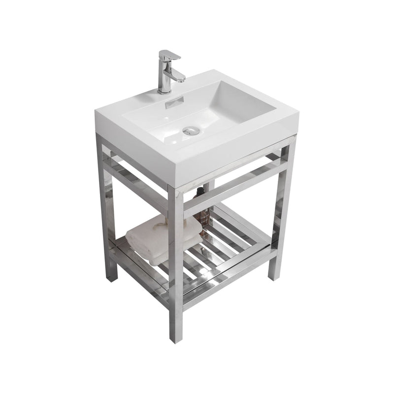 Kube Bath Cisco 24" Stainless Steel Console with Acrylic Sink Chrome - AC24