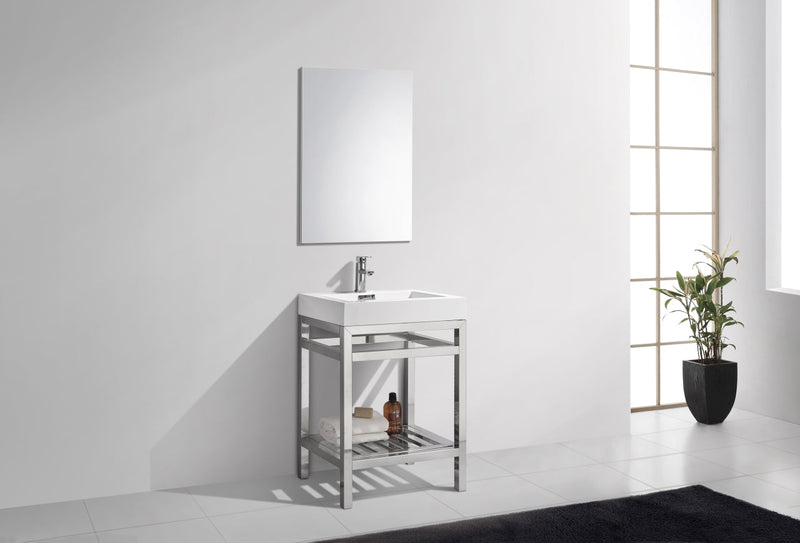 Kube Bath Cisco 24" Stainless Steel Console with Acrylic Sink Chrome - AC24