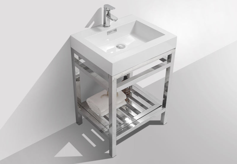 Kube Bath Cisco 24" Stainless Steel Console with Acrylic Sink Chrome - AC24