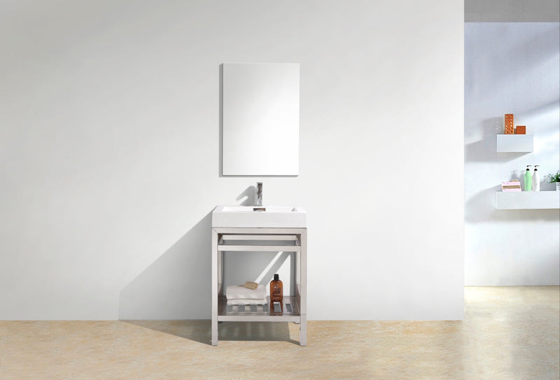 Kube Bath Cisco 24" Stainless Steel Console with Acrylic Sink Chrome - AC24