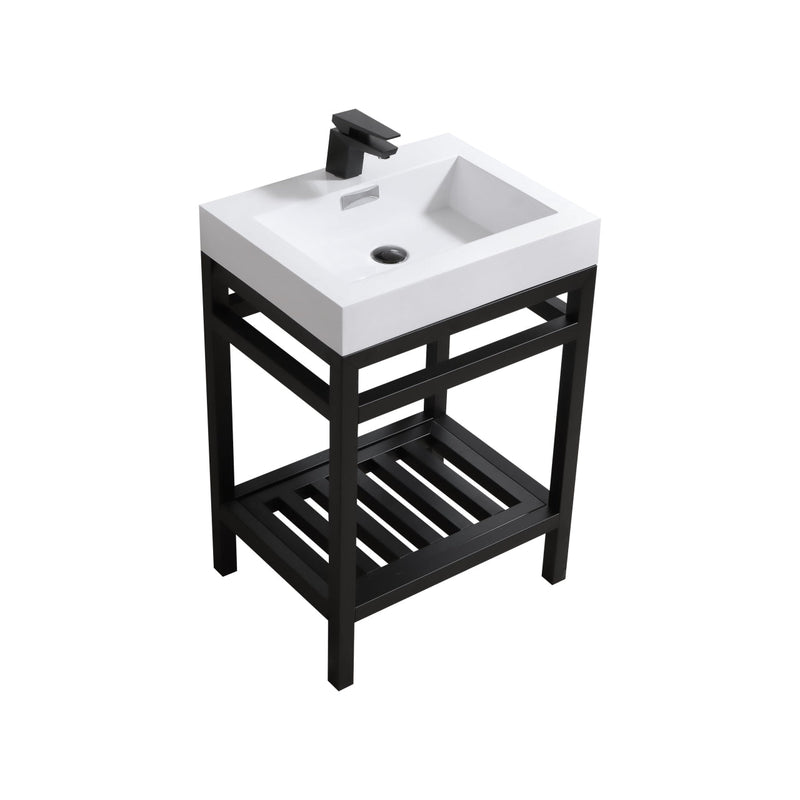 Kube Bath Cisco 24" Stainless Steel Console with Acrylic Sink Matte Black - AC24-BK