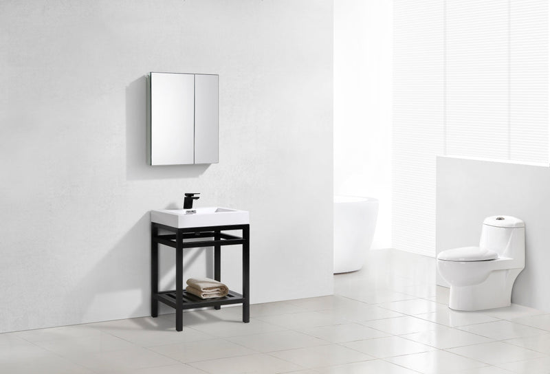 Kube Bath Cisco 24" Stainless Steel Console with Acrylic Sink Matte Black - AC24-BK