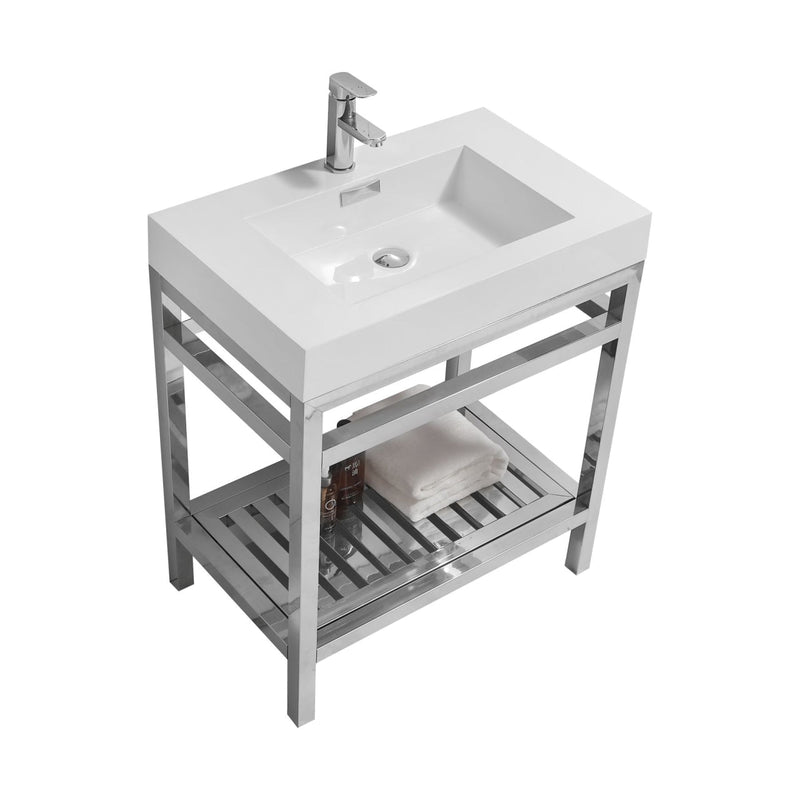 Kube Bath Cisco 30" Stainless Steel Console with Acrylic Sink Chrome - AC30