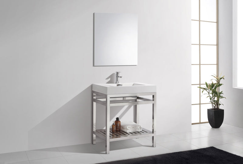 Kube Bath Cisco 30" Stainless Steel Console with Acrylic Sink Chrome - AC30