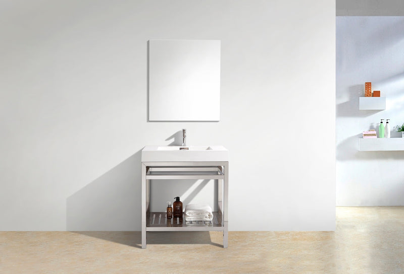 Kube Bath Cisco 30" Stainless Steel Console with Acrylic Sink Chrome - AC30