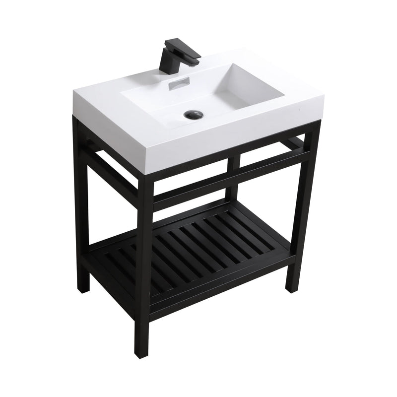 Kube Bath Cisco 30" Stainless Steel Console with Acrylic Sink Matte Black - AC30-BK