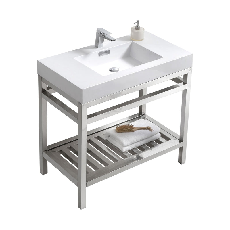 Kube Bath Cisco 36" Stainless Steel Console with Acrylic Sink Chrome - AC36