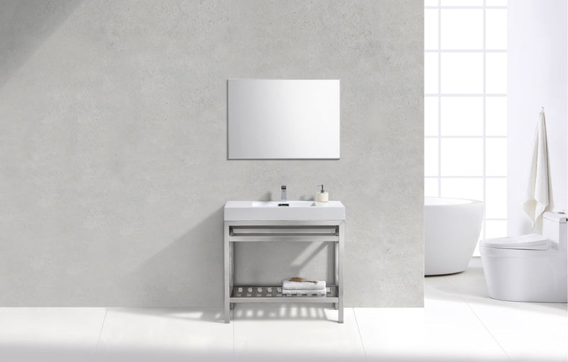 Kube Bath Cisco 36" Stainless Steel Console with Acrylic Sink Chrome - AC36
