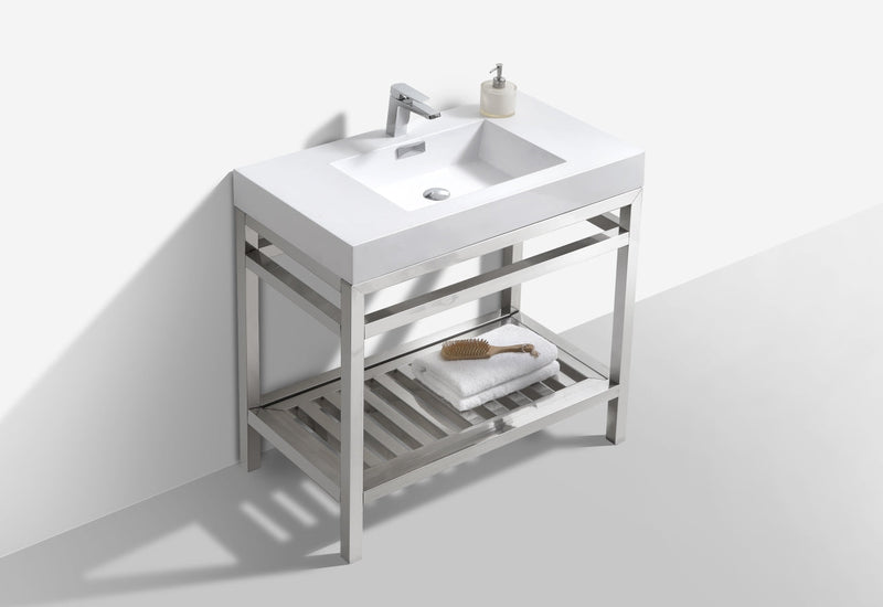 Kube Bath Cisco 36" Stainless Steel Console with Acrylic Sink Chrome - AC36