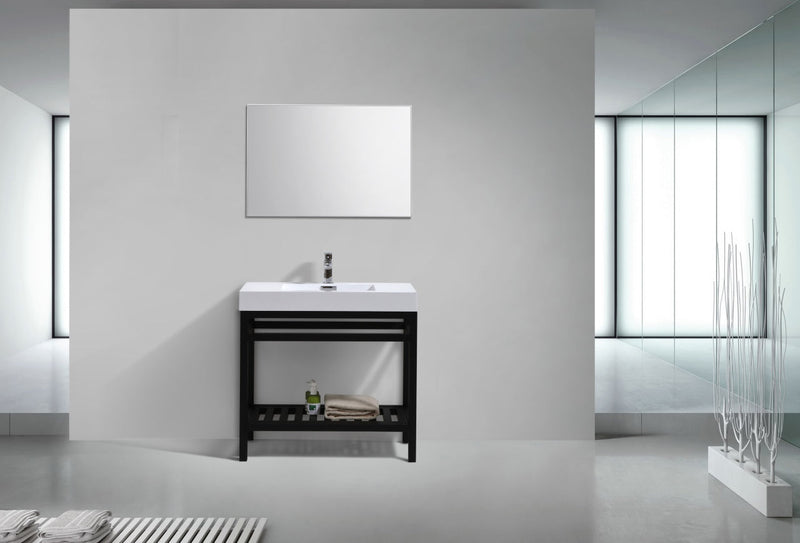 Kube Bath Cisco 36" Stainless Steel Console with Acrylic Sink Matte Black - AC36-BK