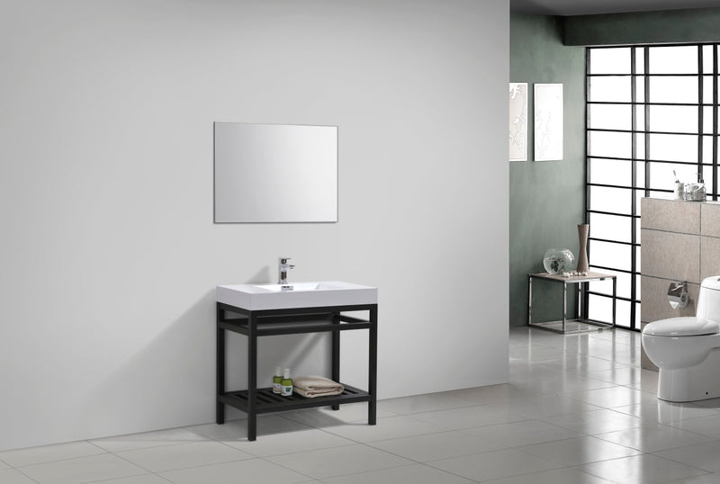 Kube Bath Cisco 36" Stainless Steel Console with Acrylic Sink Matte Black - AC36-BK