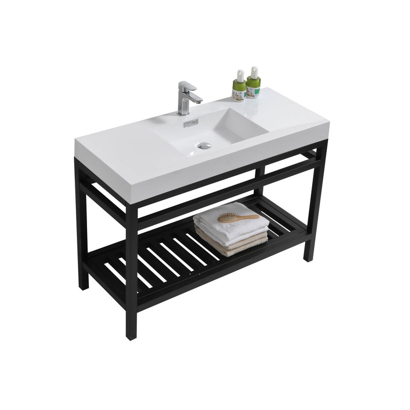 Kube Bath Cisco 48" Stainless Steel Console with Acrylic Sink Matte Black - AC48-BK