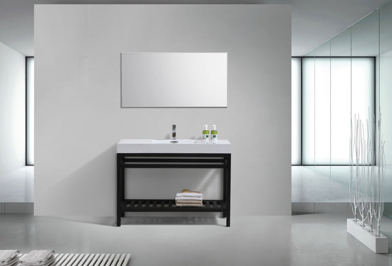 Kube Bath Cisco 48" Stainless Steel Console with Acrylic Sink Matte Black - AC48-BK