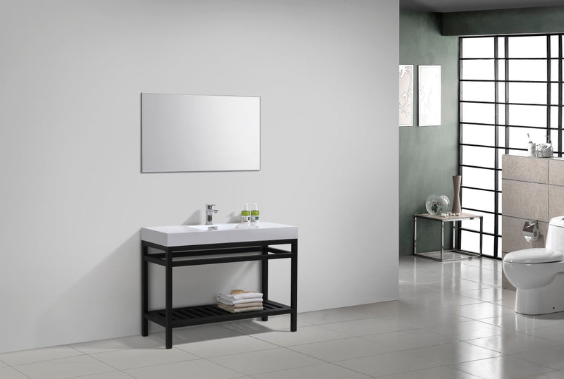 Kube Bath Cisco 48" Stainless Steel Console with Acrylic Sink Matte Black - AC48-BK